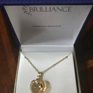 NIB Swarovski Heart Crystal Gold Plated Necklace